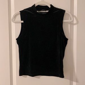 Vero Moda black velvet sleeveless mock neck top